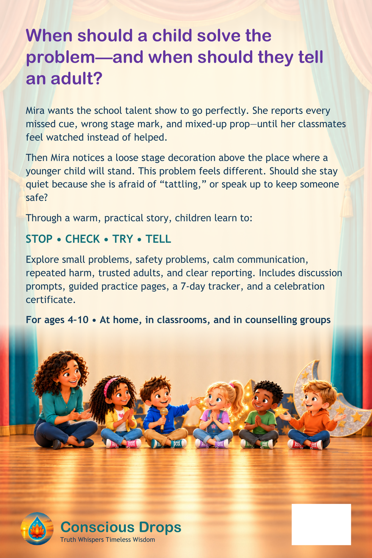 Back cover: Tattling or Telling? — Kids SEL Story, Ages 4–10